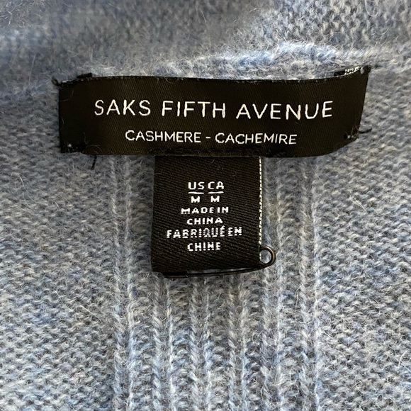 Saks Fifth Avenue Pure 100% Cashmere Open Front Knit Ribbed Cardigan - Picture 7 of 9